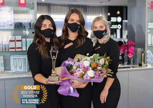 Stevie Awards for Women winning small business management team from Hunter Plastic Surgery