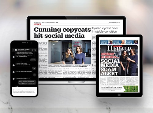 Amber Moncrieff and Jessica Laing warn of social media scams in the Newcastle Herald 11 December 2020